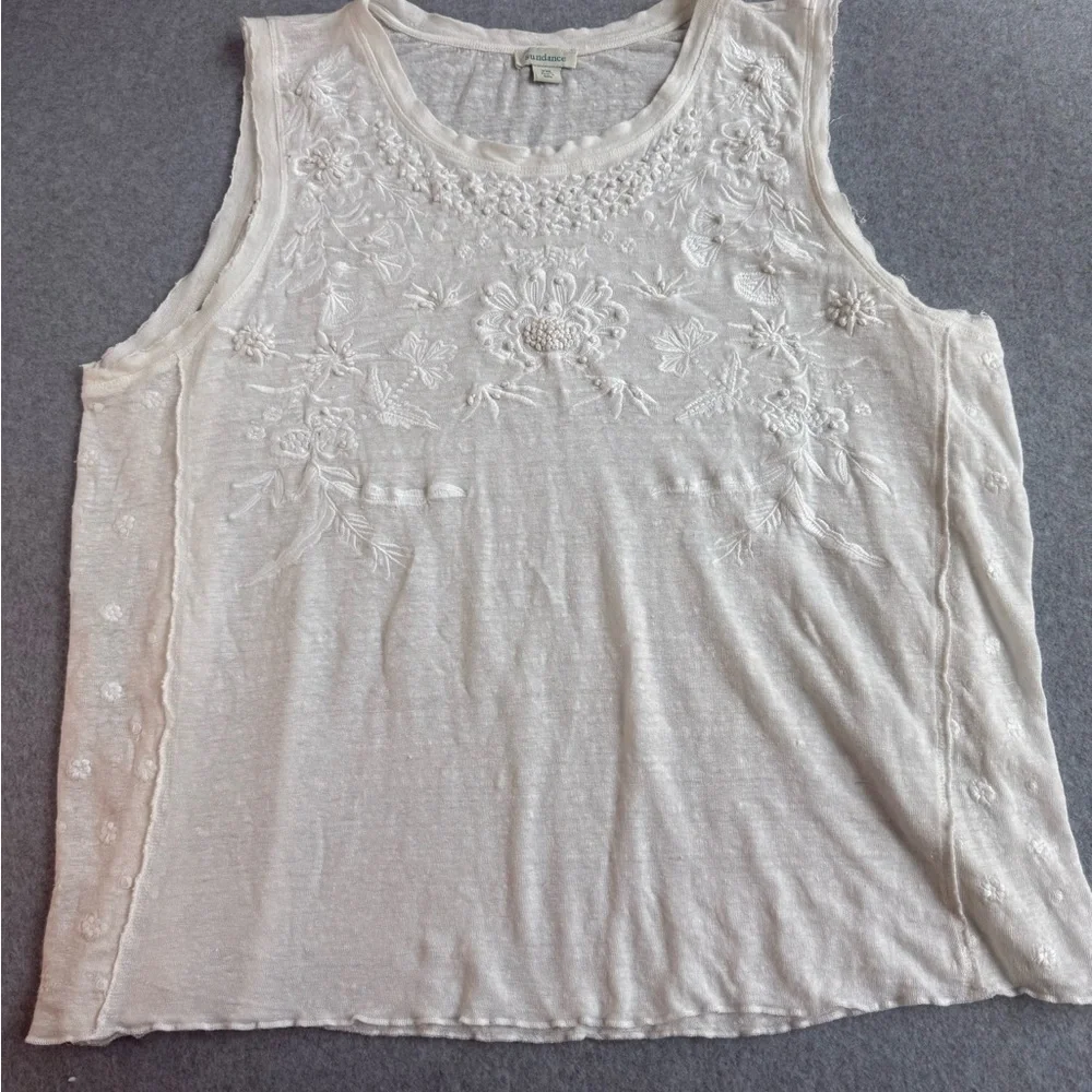 Sundance White Floral Embroidered Tank - Picture 2 of 6